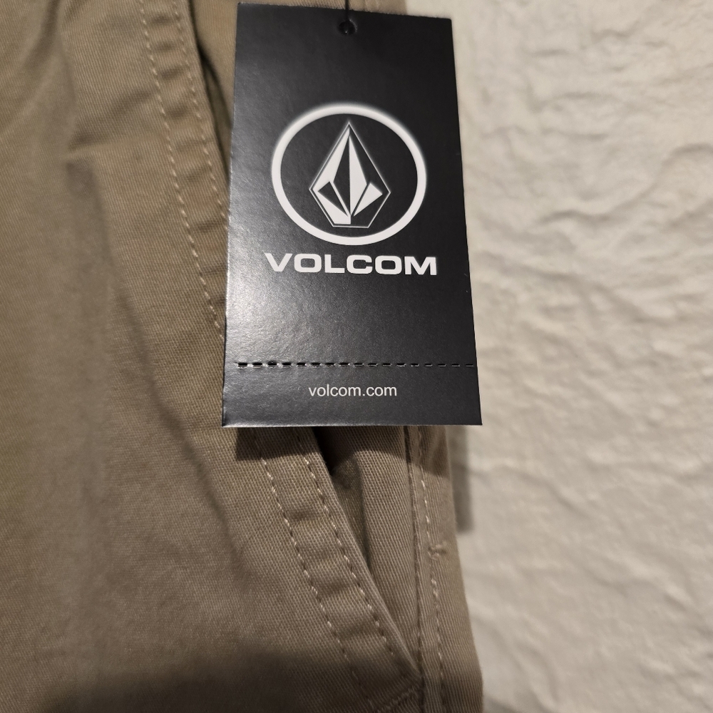 VOLCOM Mens Khaki Jogger Pant Sinched Cuff Stretch Waistband Casual Gorp Size L - Picture 6 of 15